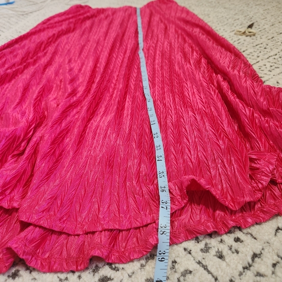 Anthropologie Maeve Pleated Shine Midi Skirt Fushia Hot Pink Barbiecore Girlypop - Picture 13 of 15